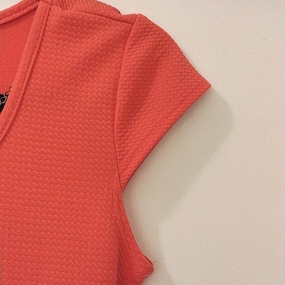 Coral Mini Dress with attached Necklace Dopamine Dressing Spring Summer - Picture 12 of 14